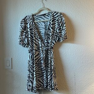 Zara Monochrome Zebra Print Mini Dress